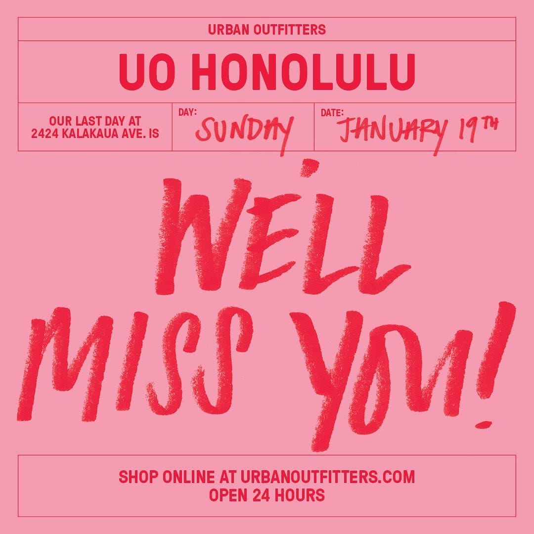 Post 1 by Urban Outfitters Hawaii on Instagram (image)