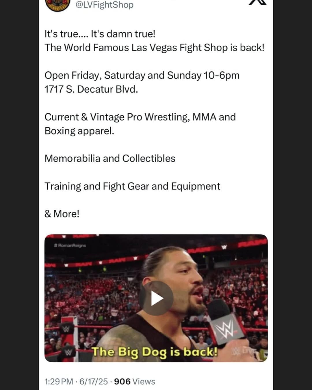 Post 9 by Las Vegas Fight Shop on Instagram (image)