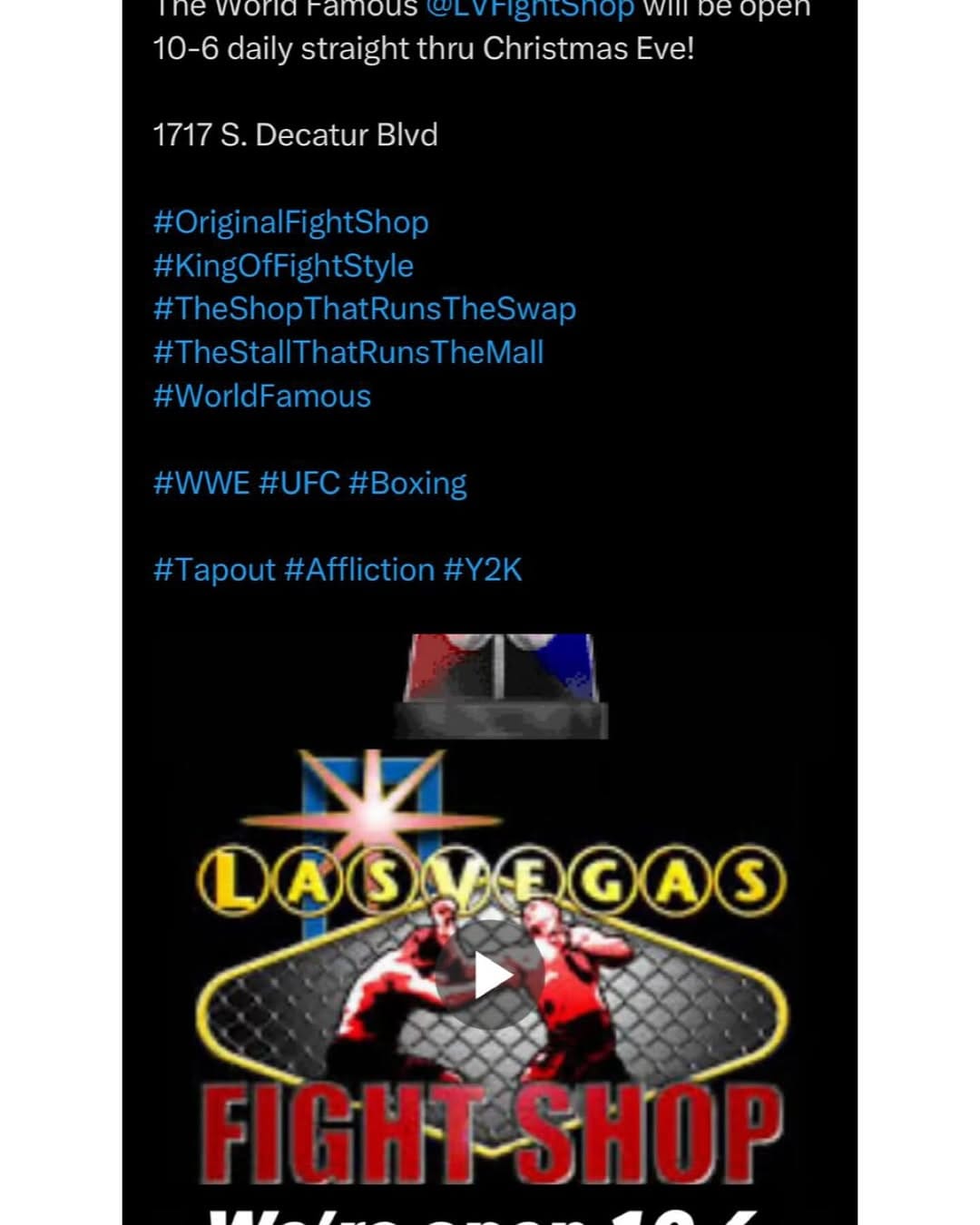 Post 1 by Las Vegas Fight Shop on Instagram (image)