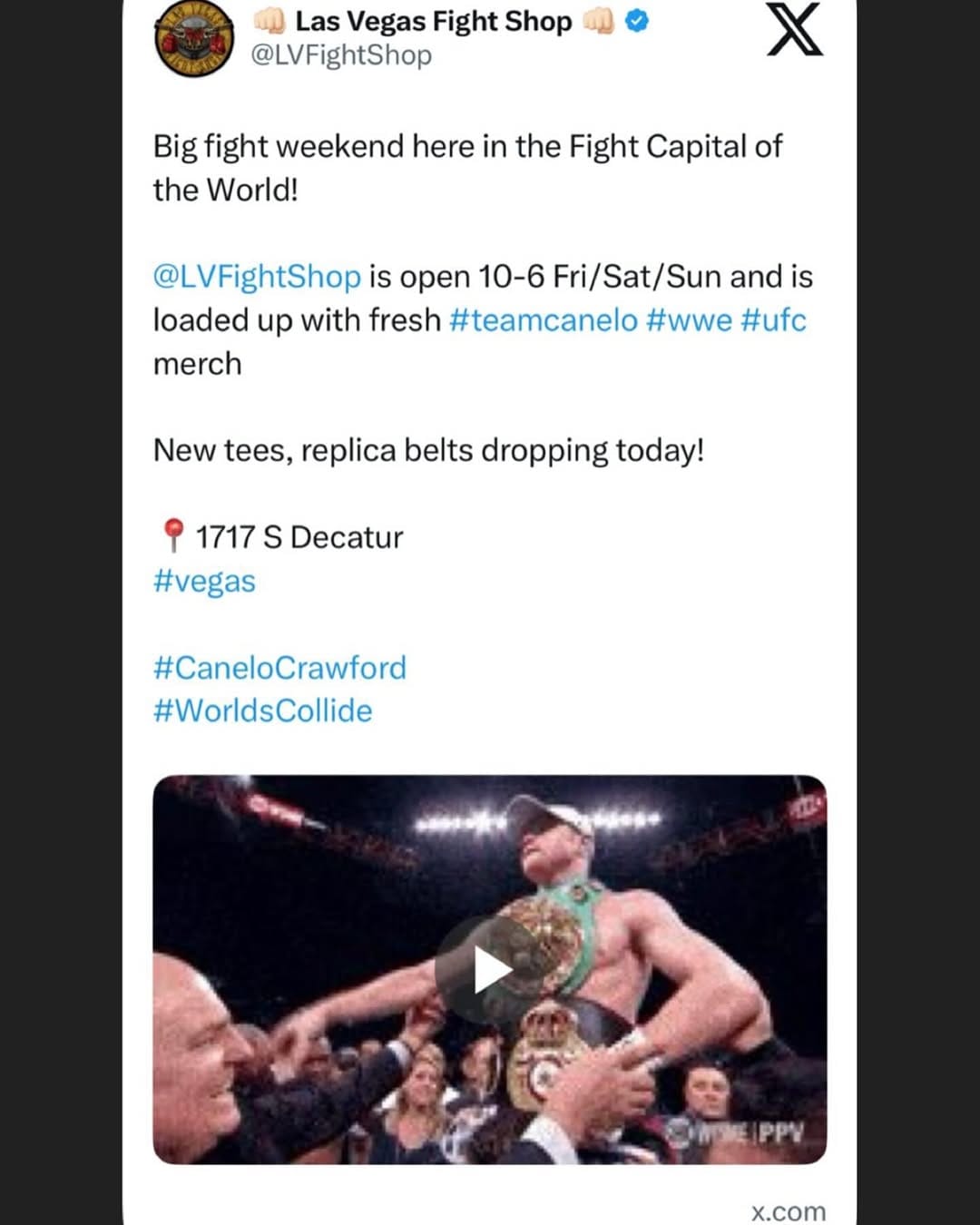 Post 6 by Las Vegas Fight Shop on Instagram (image)