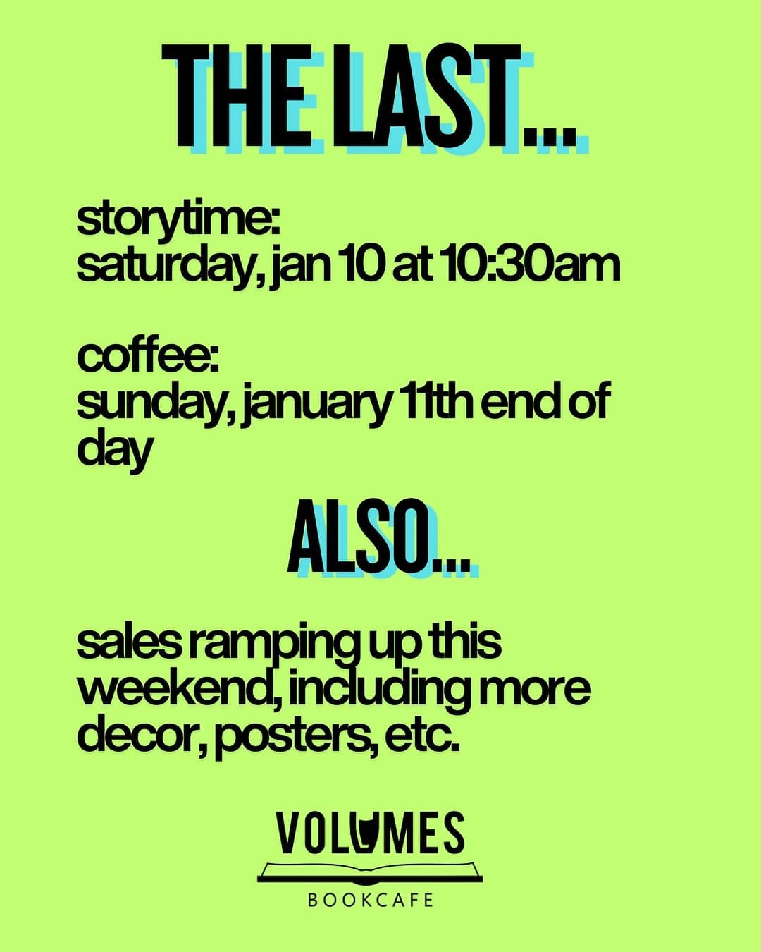 Post 1 by Volumes Bookcafe on Instagram (image)