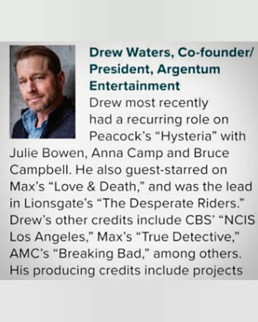 Post 10 by Drew Waters | Actor/Director on Instagram (image)