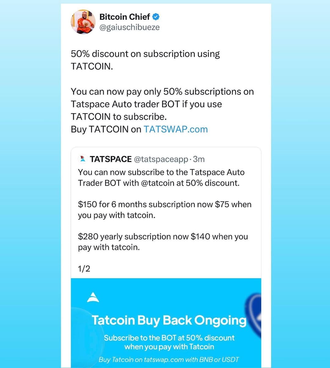 Post 3 by TATCOIN on Instagram (image)
