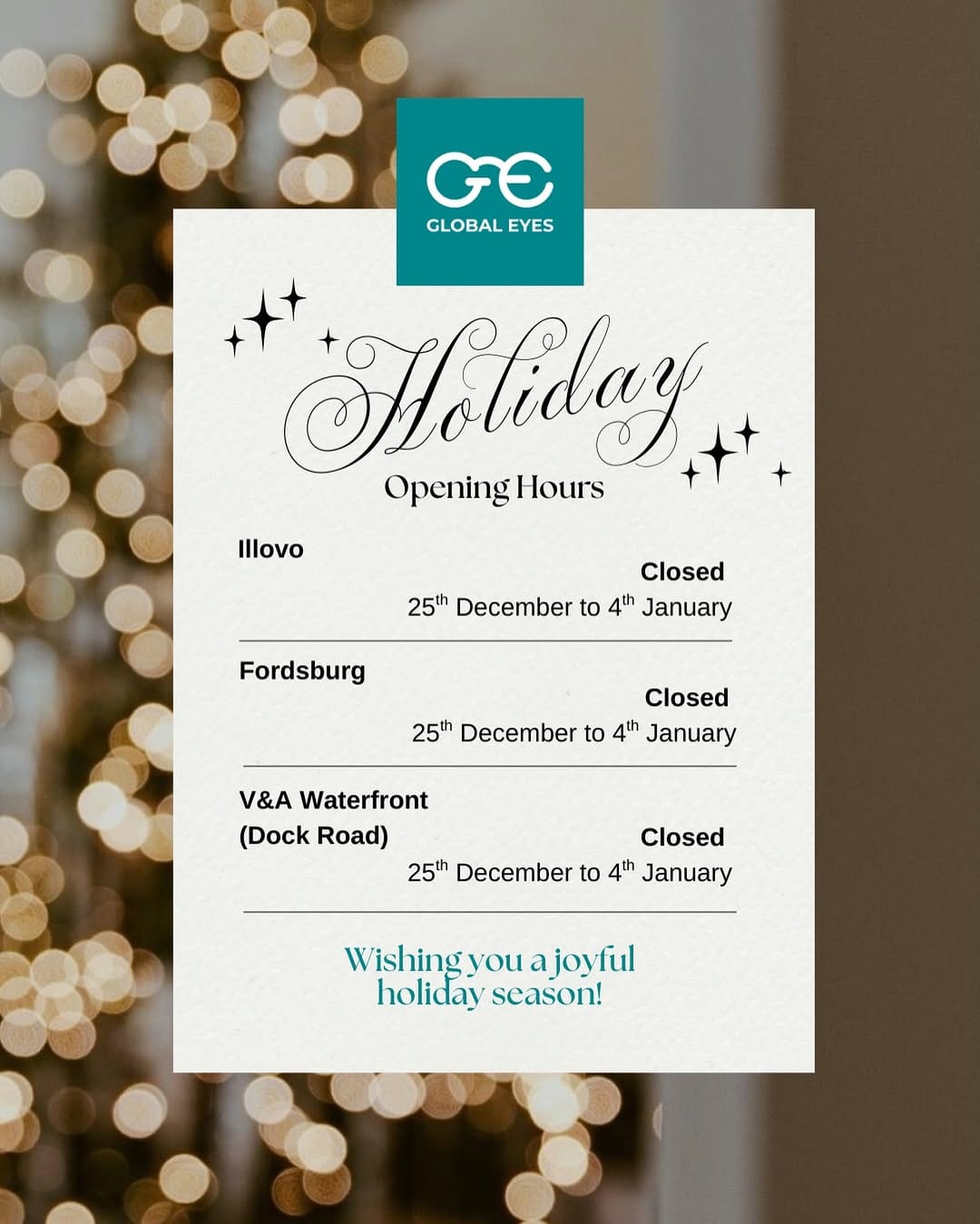 Post 10 by Global Eyes Optometrists™ on Instagram (image)