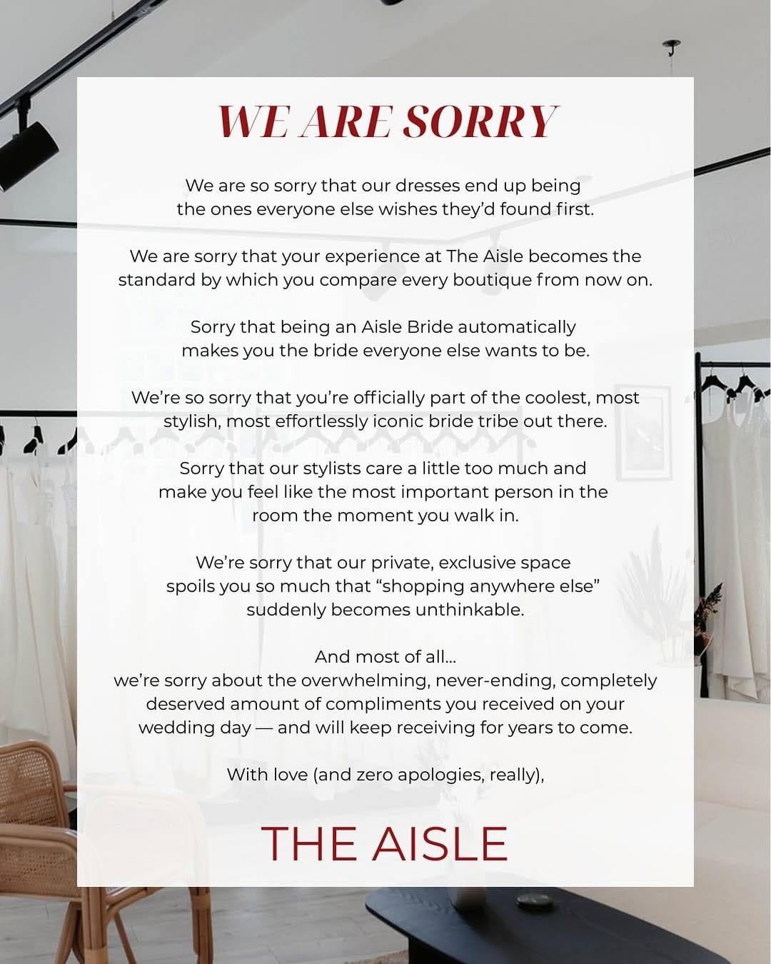 Post 10 by The Aisle - Bridal Studio - Skipton - Yorkshire on Instagram (image)