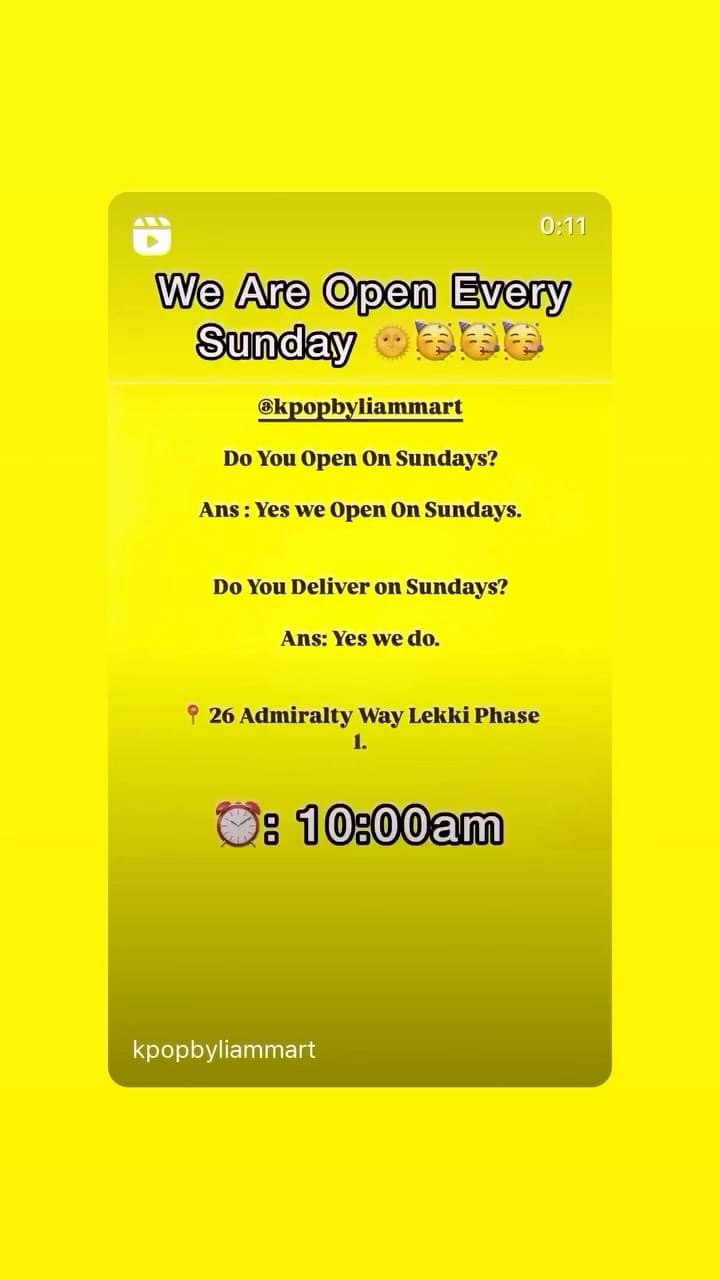 Post 3 by Soju / Kimchi / Ramen - 1st Korean Food Supermarket Lagos on Instagram (video)