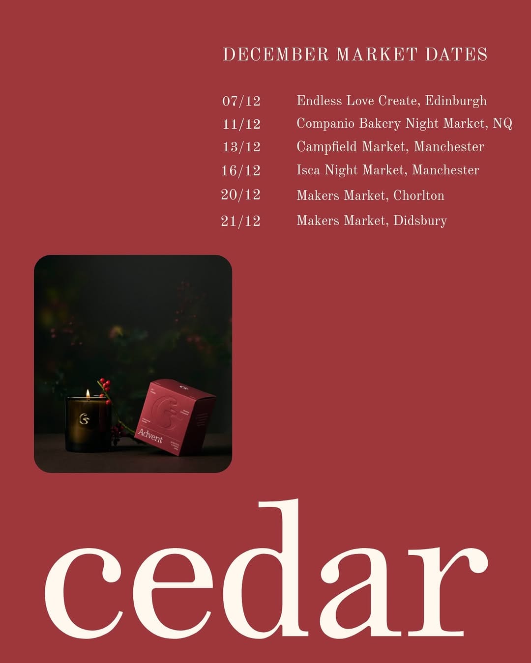 Post 7 by Cedar Home Fragrance + Candles on Instagram (image)