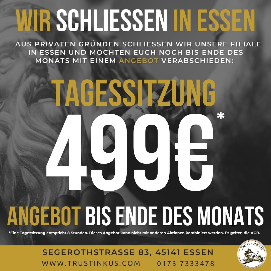 Post 1 by Tattoo- und Piercing Studio Trustinkus | Essen on Instagram (image)