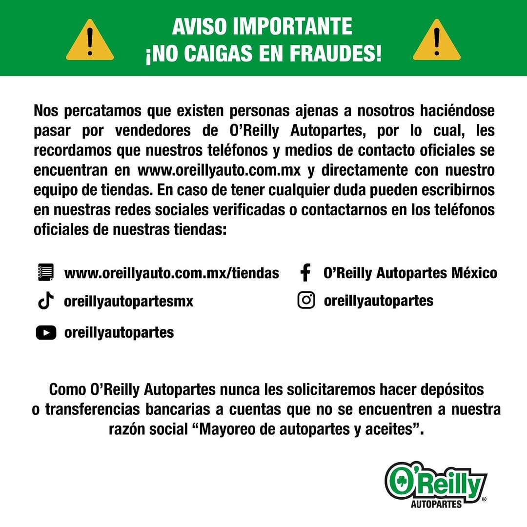 Post 10 by O’Reilly Autopartes México on Instagram (image)