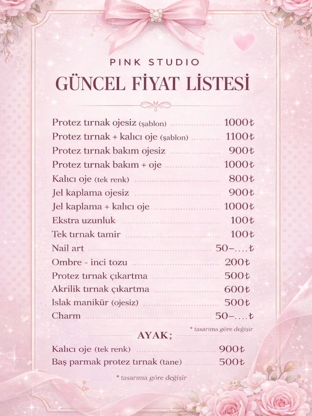Post 1 by Pink Studio (Talas Tekden Koleji Yanı) on Instagram (carousel)