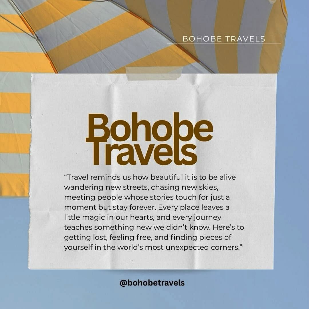 Post 8 by BOHOBE TRAVELS on Instagram (image)