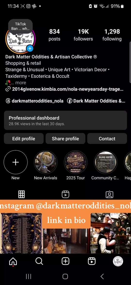 Post 1 by DarkMatterOddities on TikTok (video)