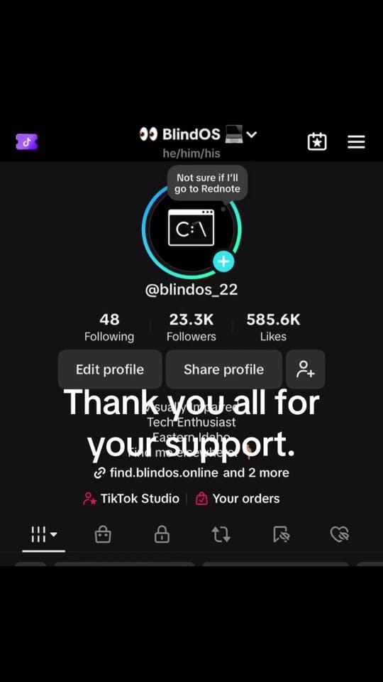 Post 10 by 👀 BlindOS 💻 on TikTok (video)
