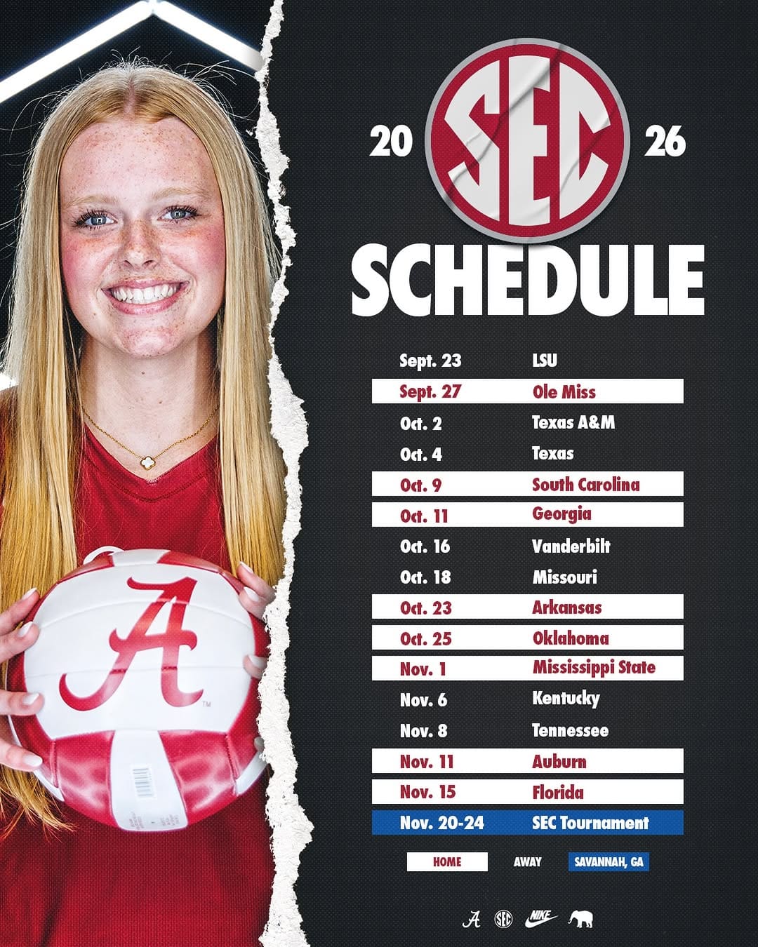Post 6 by Alabama Volleyball on Instagram (image)