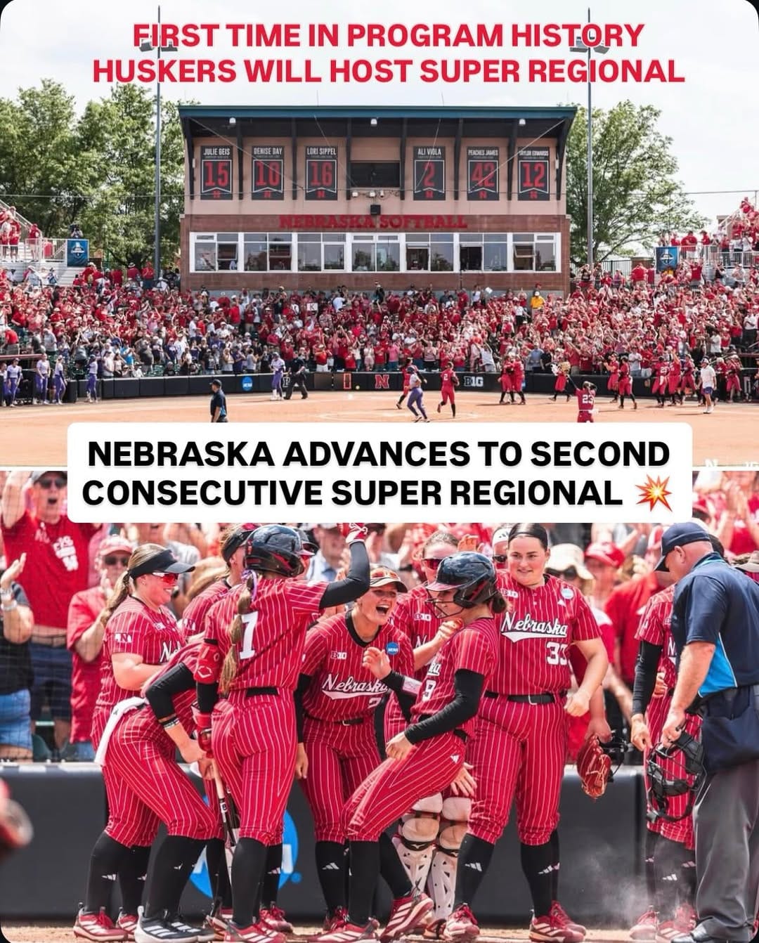 Post 5 by Nebraska Softball on Instagram (carousel)