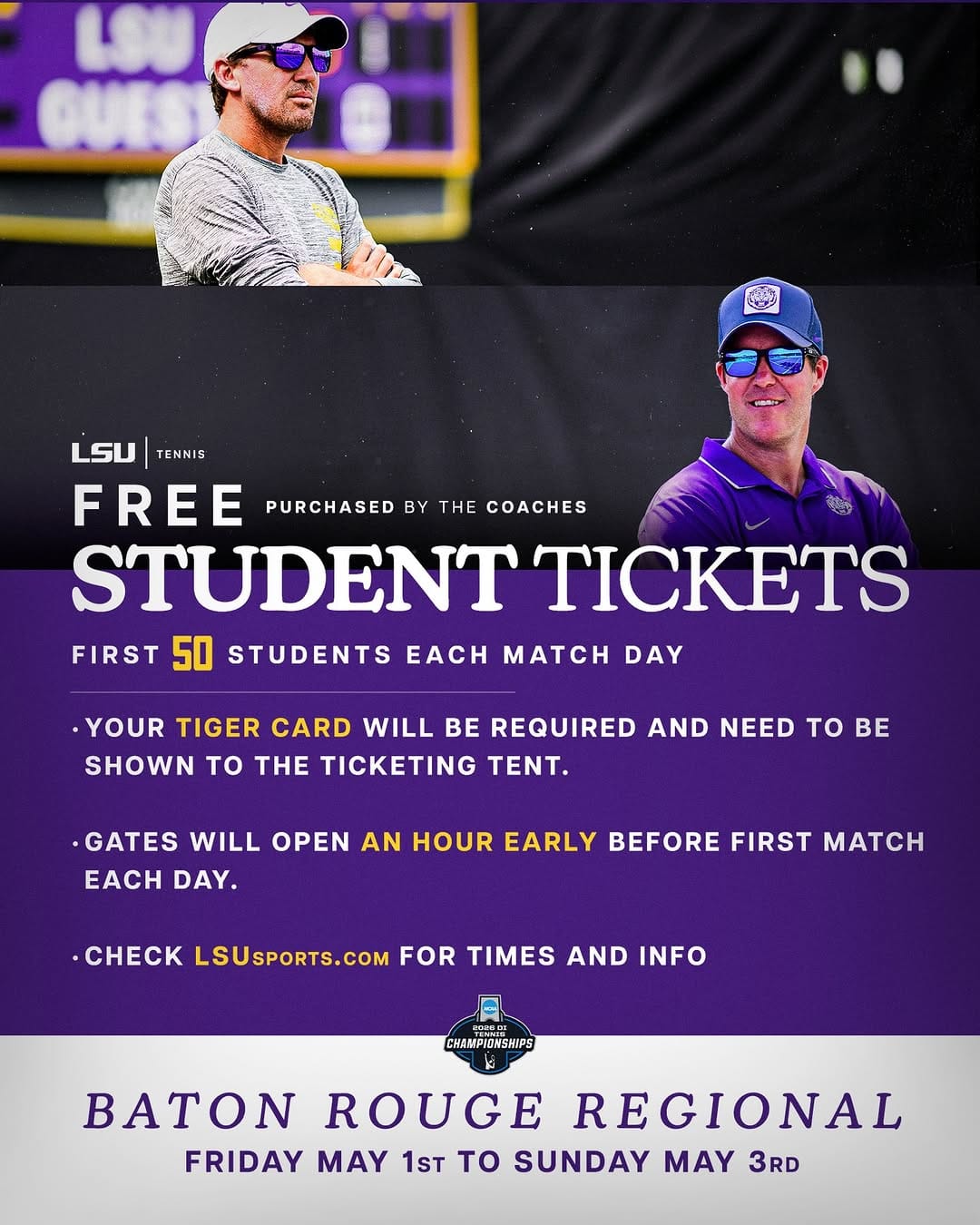 Post 10 by LSU Men's Tennis on Instagram (image)
