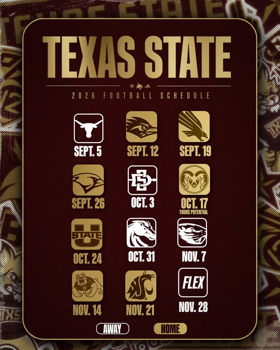 Post 10 by Texas State Football on Instagram (image)