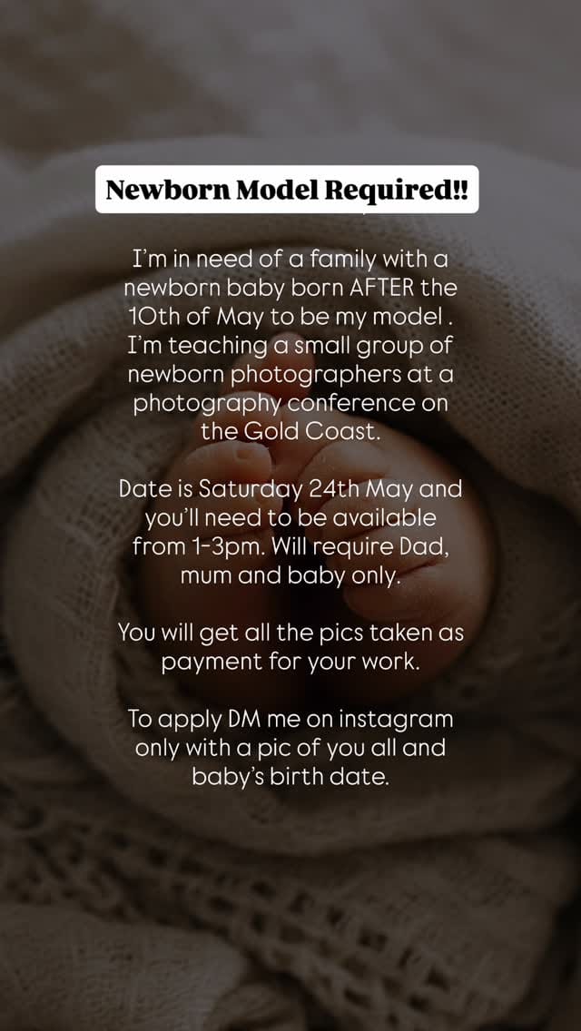 Post 2 by Gold Coast Newborn Baby Pregnancy Family Boudoir Photographer on Instagram (video)