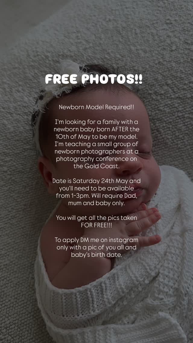 Post 1 by Gold Coast Newborn Baby Pregnancy Family Boudoir Photographer on Instagram (video)