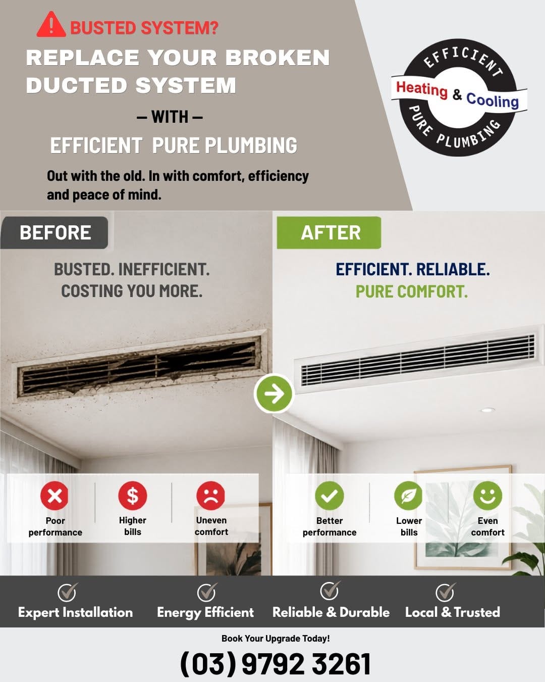 Post 1 by Efficient Pure Plumbing Heating and Cooling on Instagram (image)