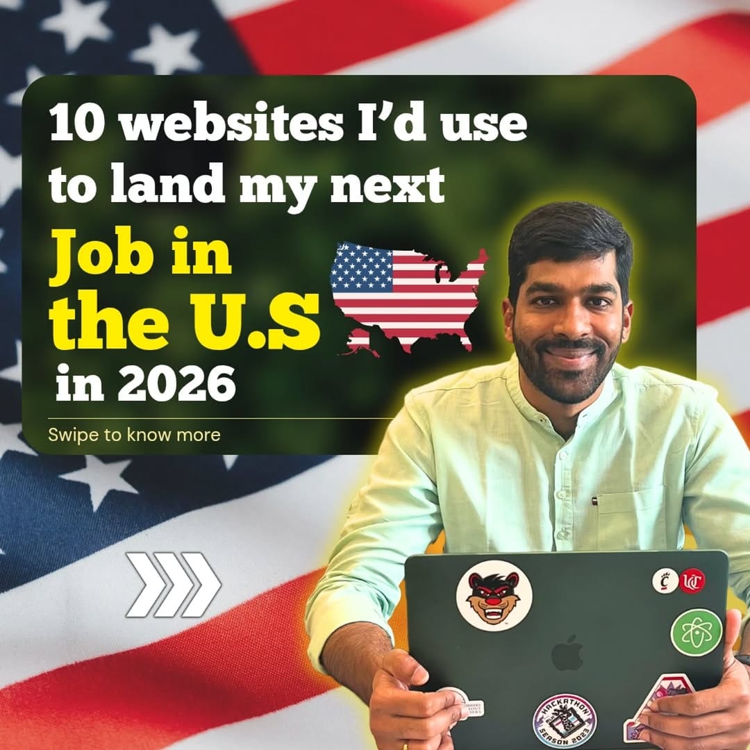Post 10 by Sriram Arumelli | Study Abroad - USA | Job Search & Career tips on Instagram (carousel)