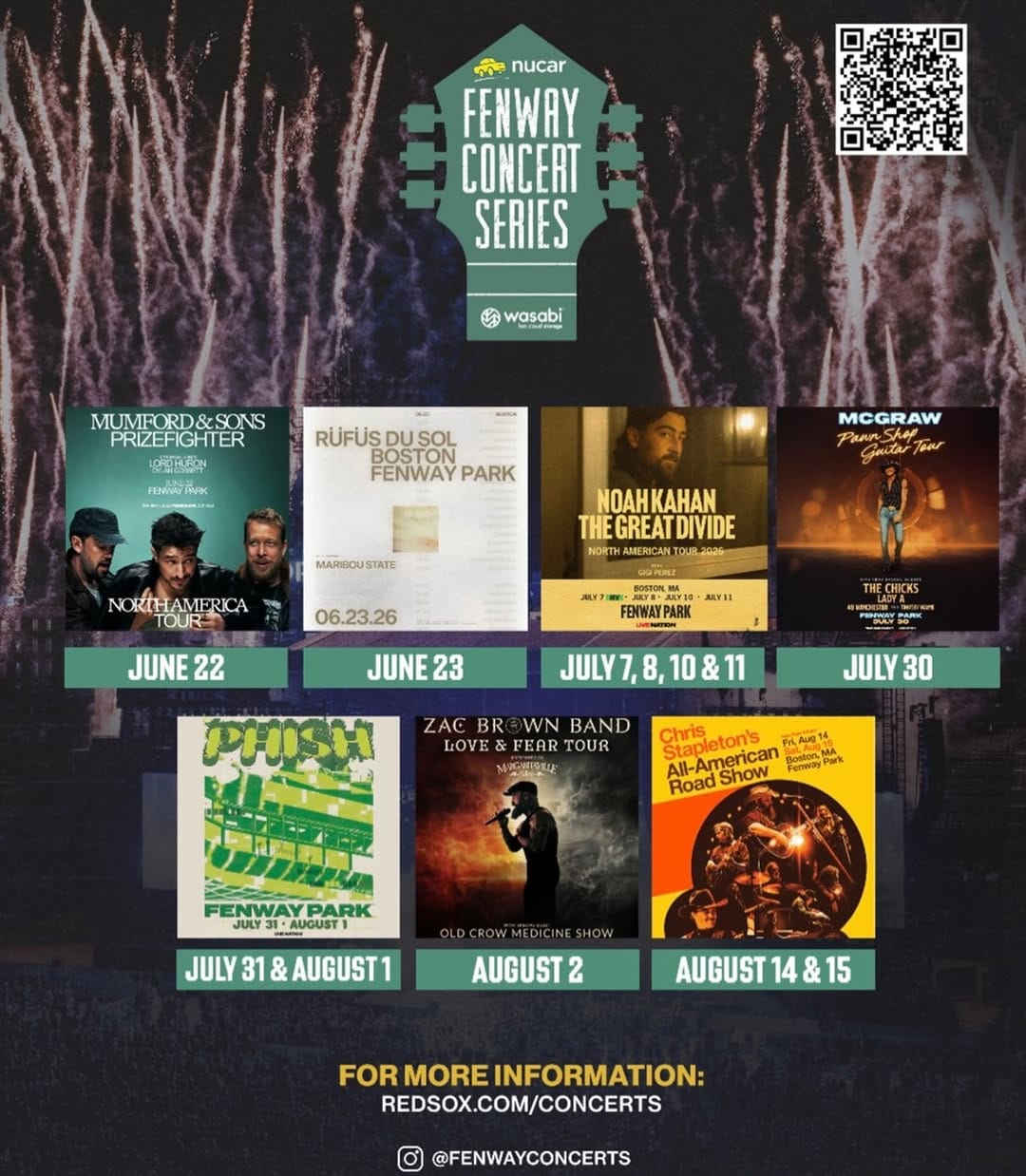 Post 8 by Fenway Concerts on Instagram (image)