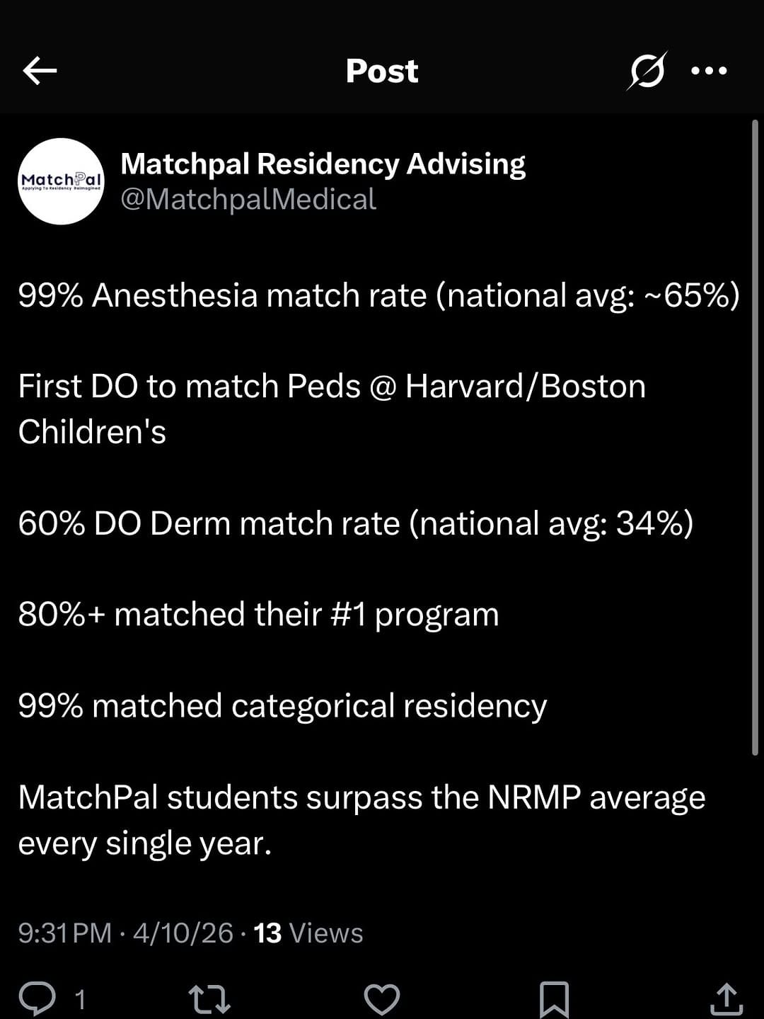 Post 8 by Matchpal Residency Advising on Instagram (carousel)