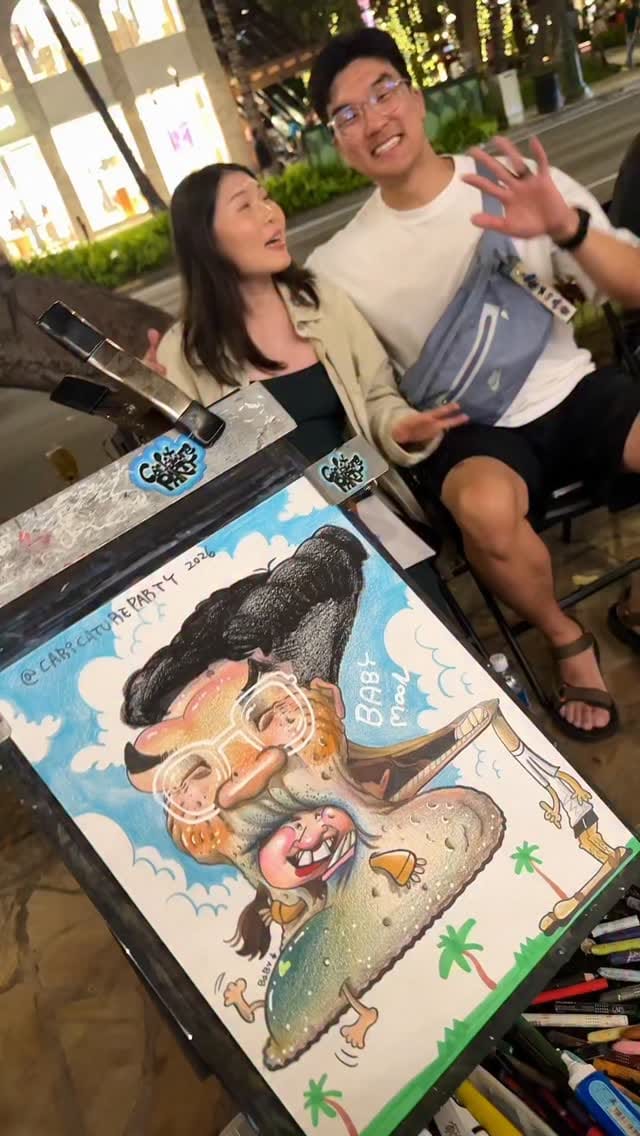 Post 5 by Aaron Philby & Saemee Yoon's caricatures on Instagram (video)