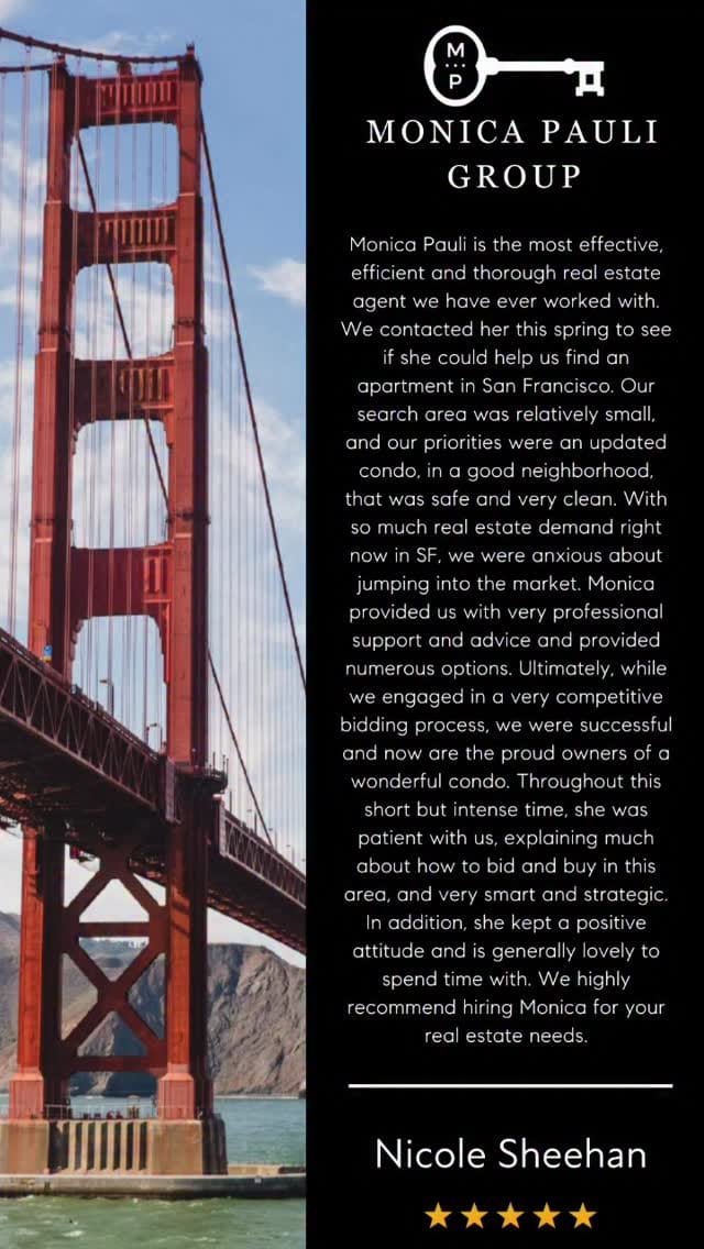 Post 2 by Monica Pauli | COMPASS San Francisco on Instagram (video)