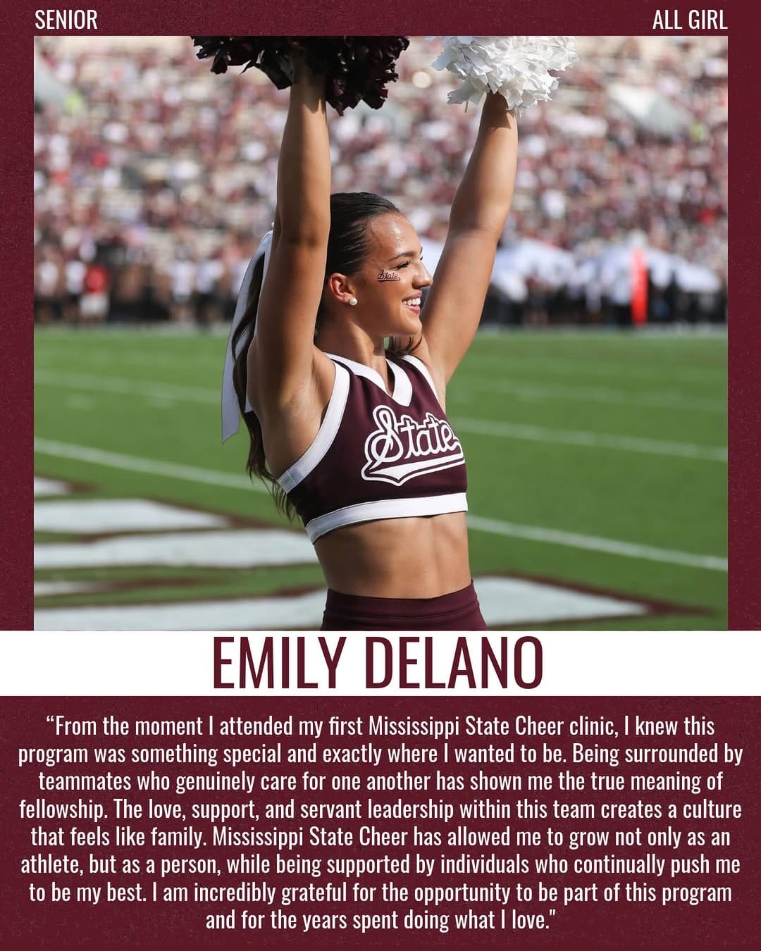 Post 9 by Mississippi State Cheerleaders on Instagram (image)