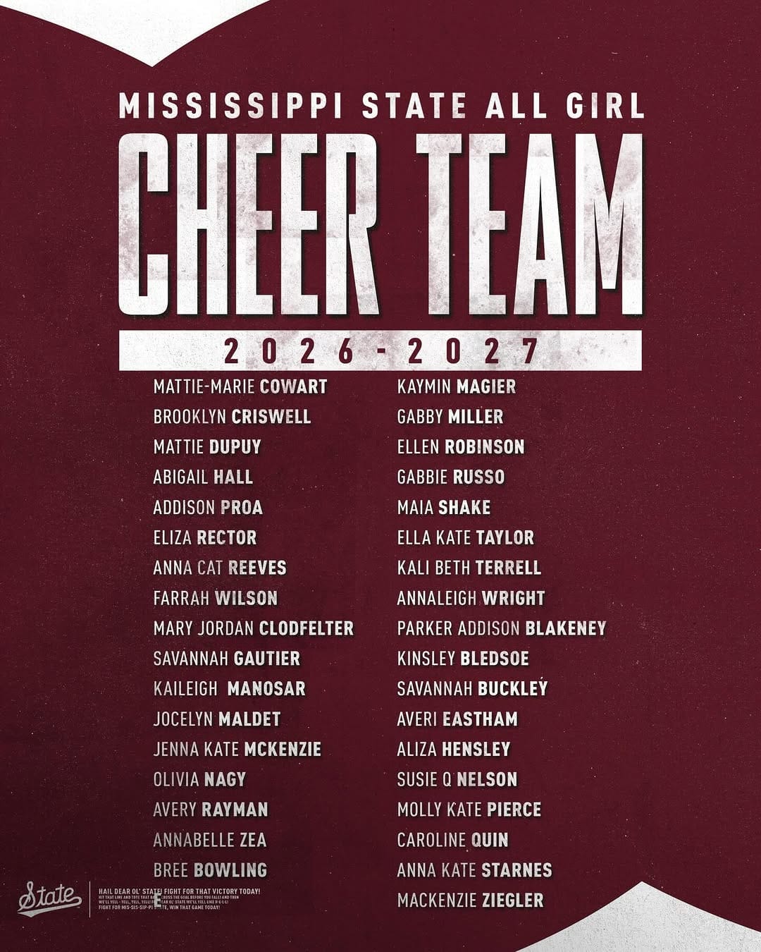 Post 2 by Mississippi State Cheerleaders on Instagram (image)