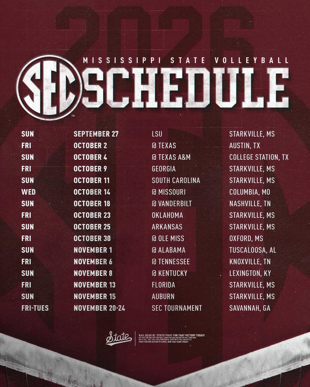 Post 10 by Mississippi State Volleyball on Instagram (image)
