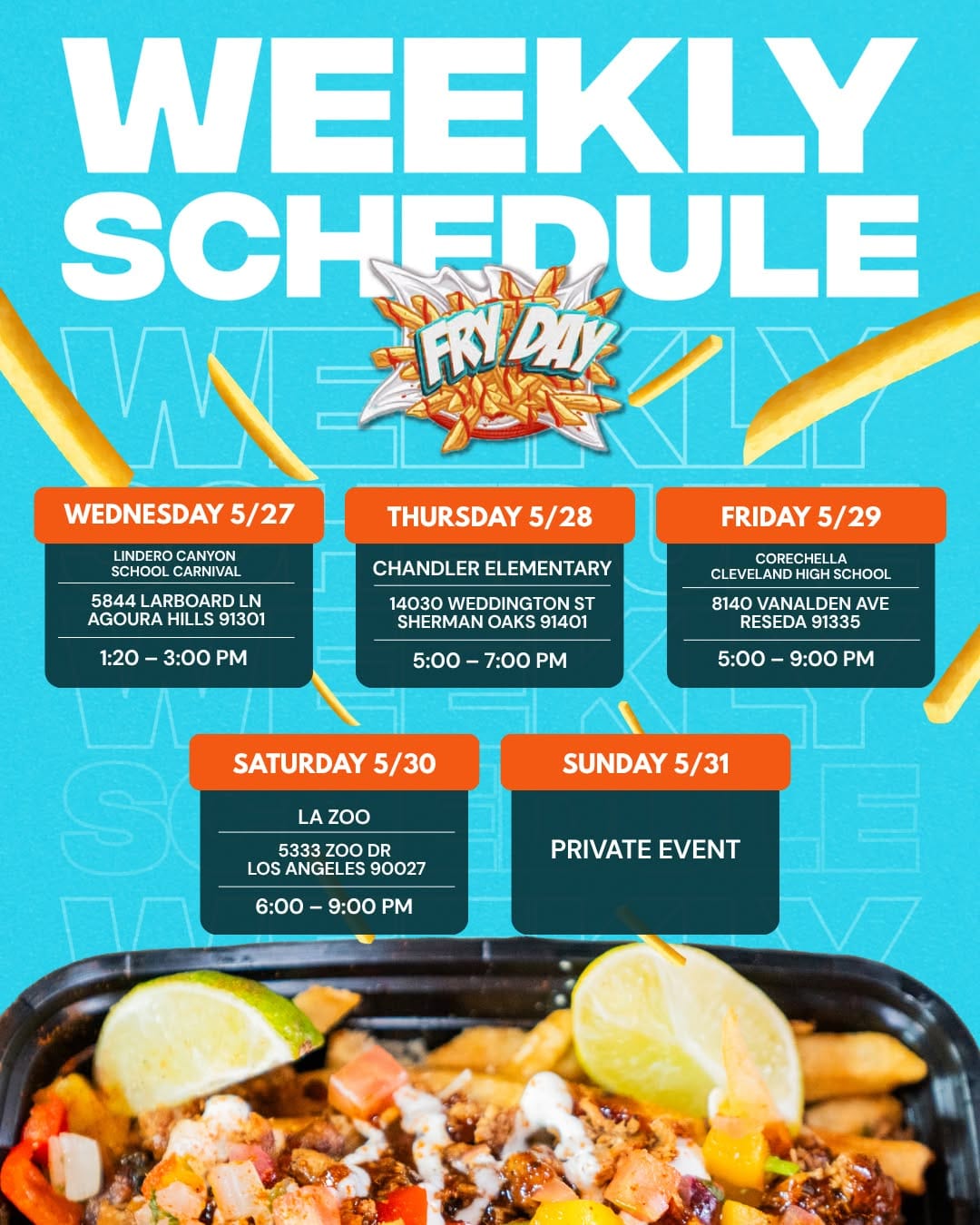 Post 3 by FryDay Food Truck Los Angeles on Instagram (image)