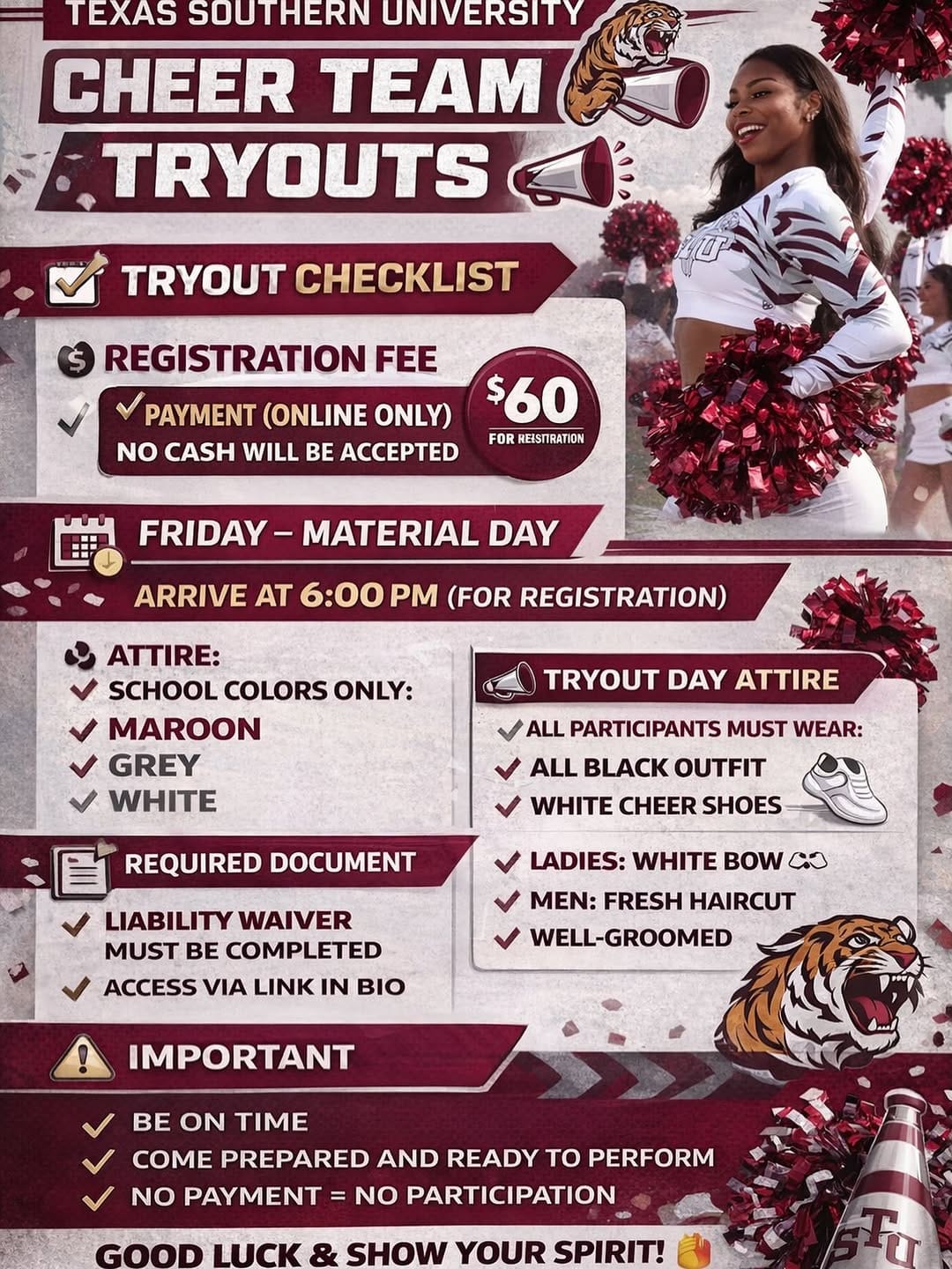 Post 3 by Texas Southern Cheer on Instagram (image)