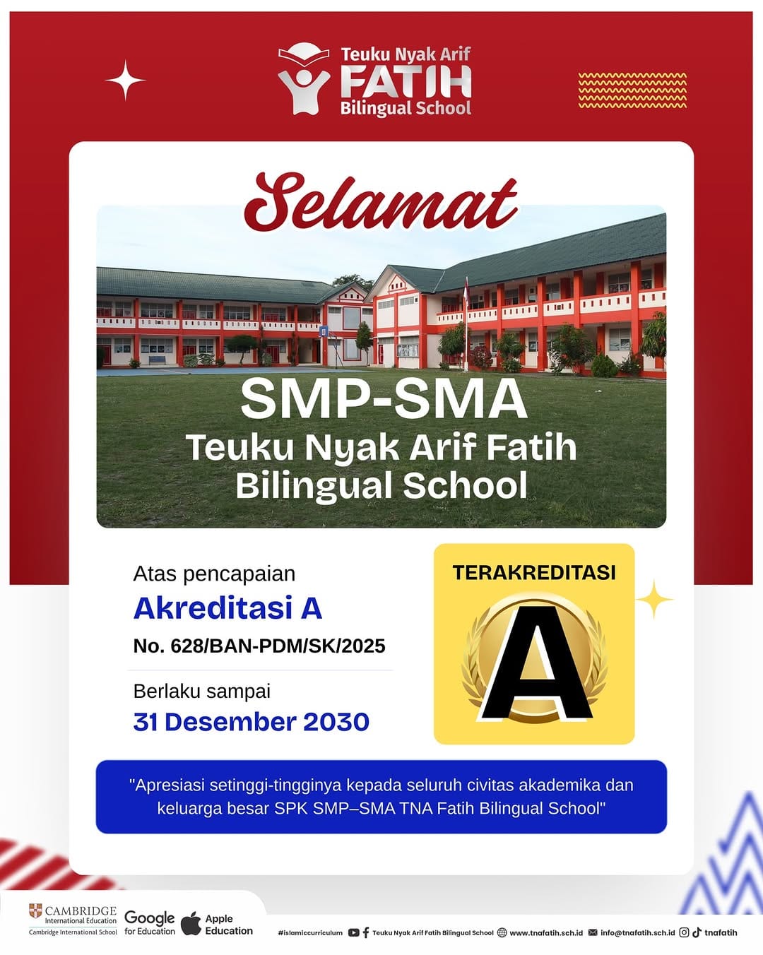 Post 10 by Teuku Nyak Arif Fatih Bilingual School on Instagram (image)