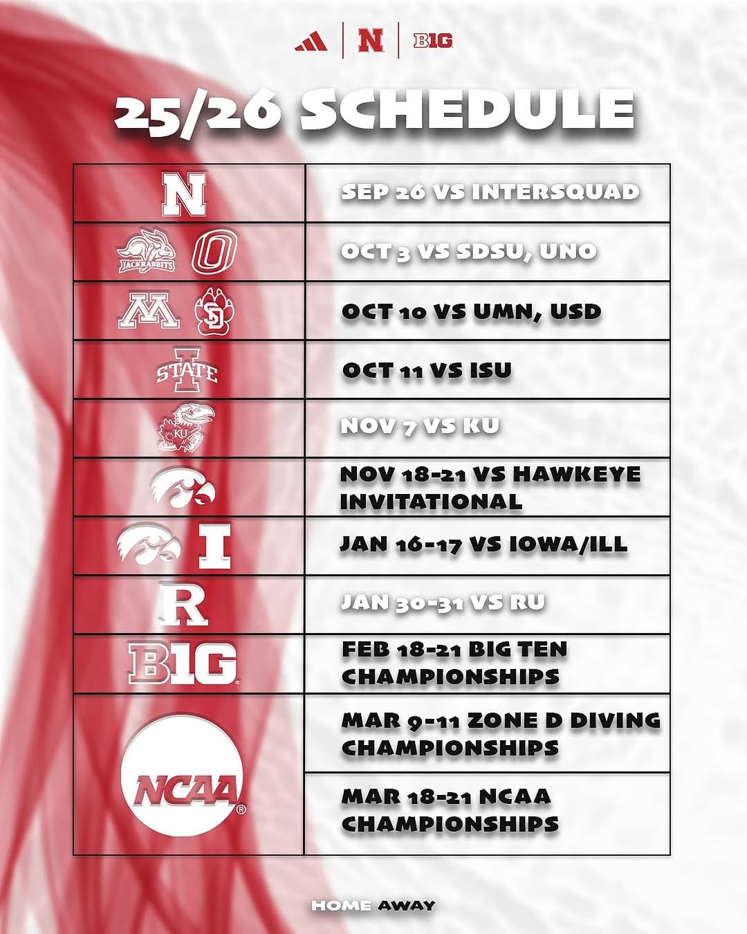 Post 10 by Nebraska Swimming & Diving on Instagram (image)