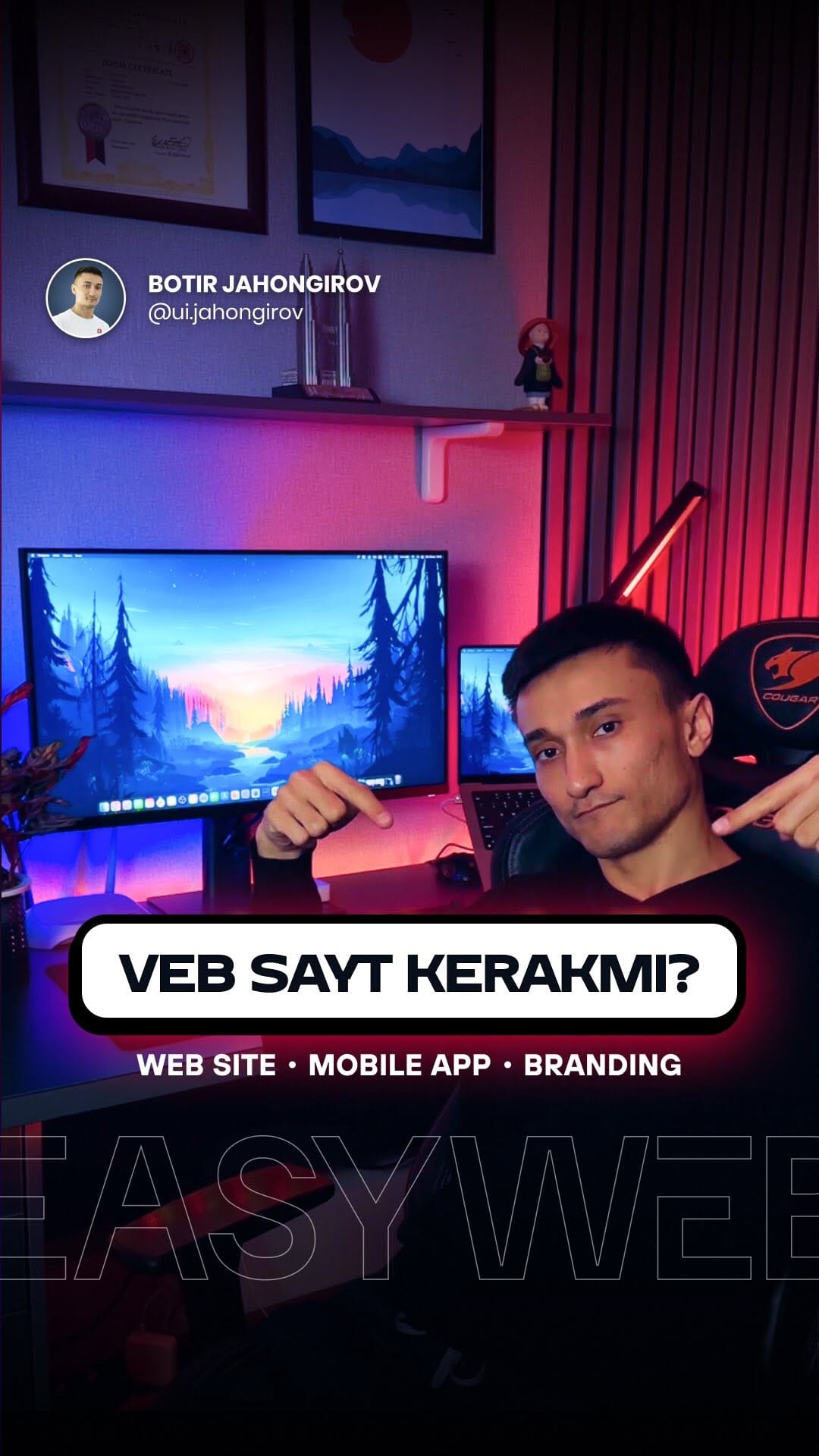 Post 9 by Botir Jahongirov • UI/UX on Instagram (video)