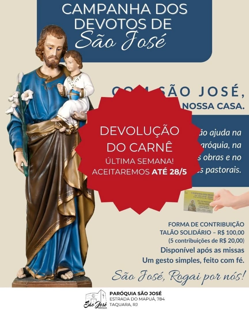 Post 1 by Paróquia São José - Taquara, RJ on Instagram (image)