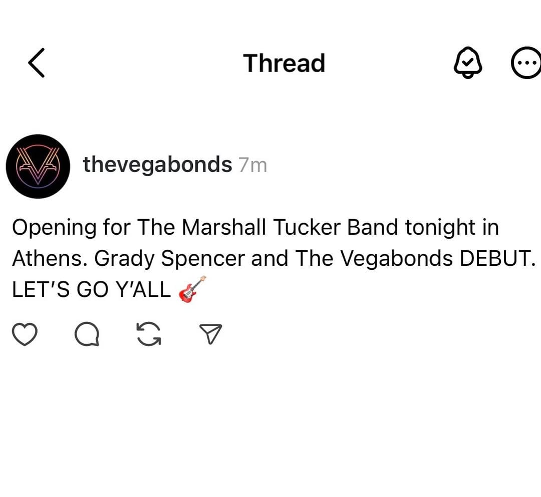 Post 8 by Grady Spencer and The Vegabonds on Instagram (image)