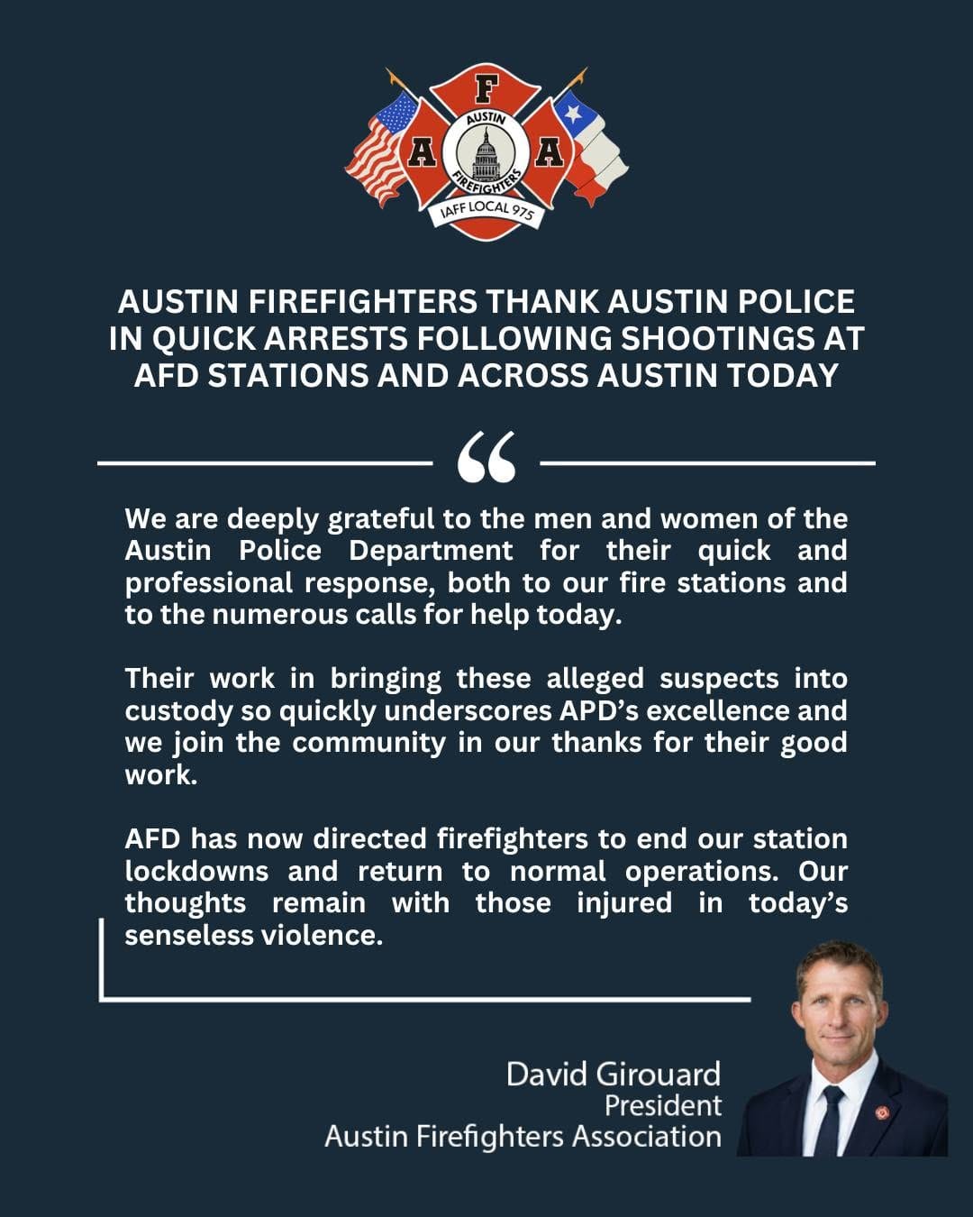 Post 4 by Austin Firefighters Assoc. on Instagram (image)