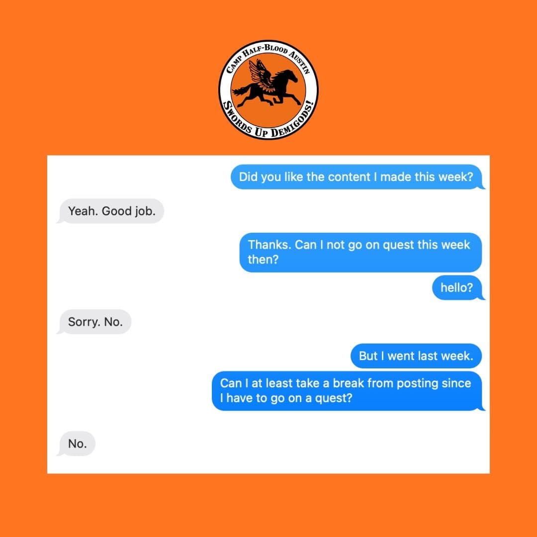 Post 7 by Camp Half-Blood Austin on Instagram (carousel)