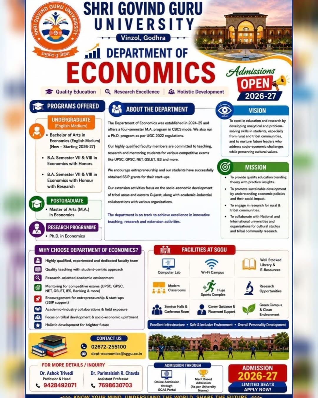 Post 5 by Shri Govind Guru University on Instagram (image)