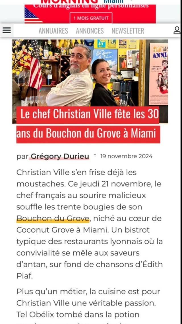 Post 9 by Le Bouchon du Grove, French restaurant Miami on Instagram (video)