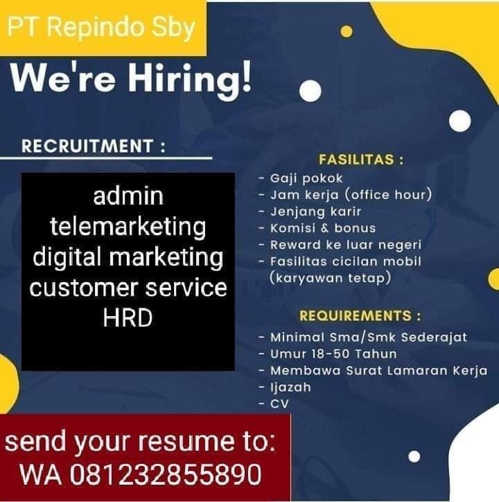 Post 6 by Loker Surabaya by Lokerzone on Instagram (image)