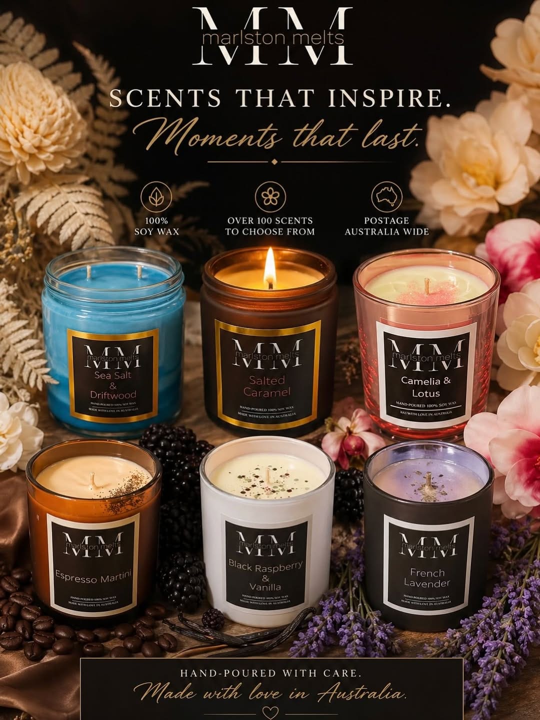 Post 10 by Hand Poured Luxury 100% Soy Wax Candles on Instagram (image)