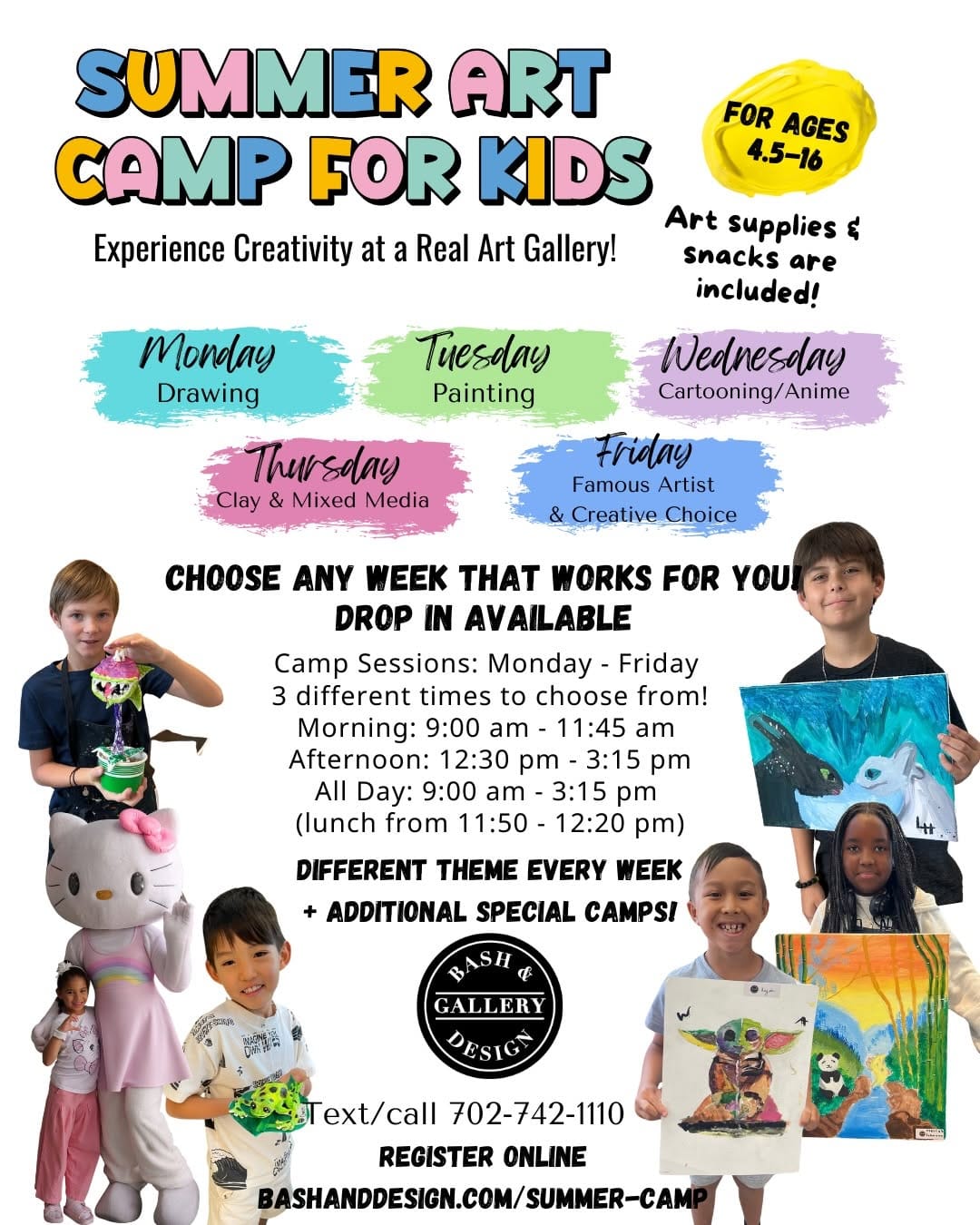 Post 10 by Bash & Design Gallery | Art classes for kids & adults on Instagram (carousel)