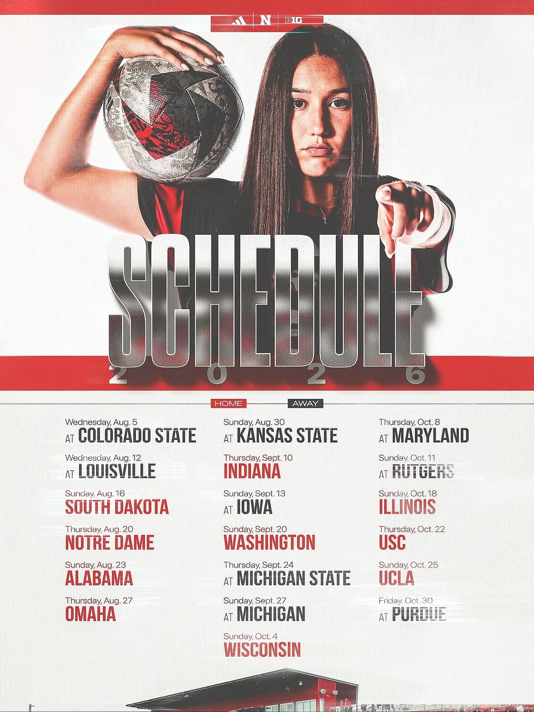 Post 2 by Nebraska Soccer on Instagram (image)