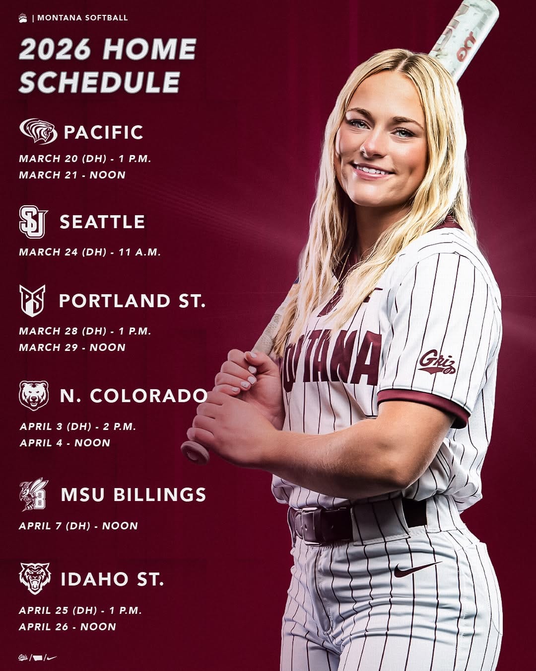 Post 10 by Montana Griz Softball on Instagram (image)