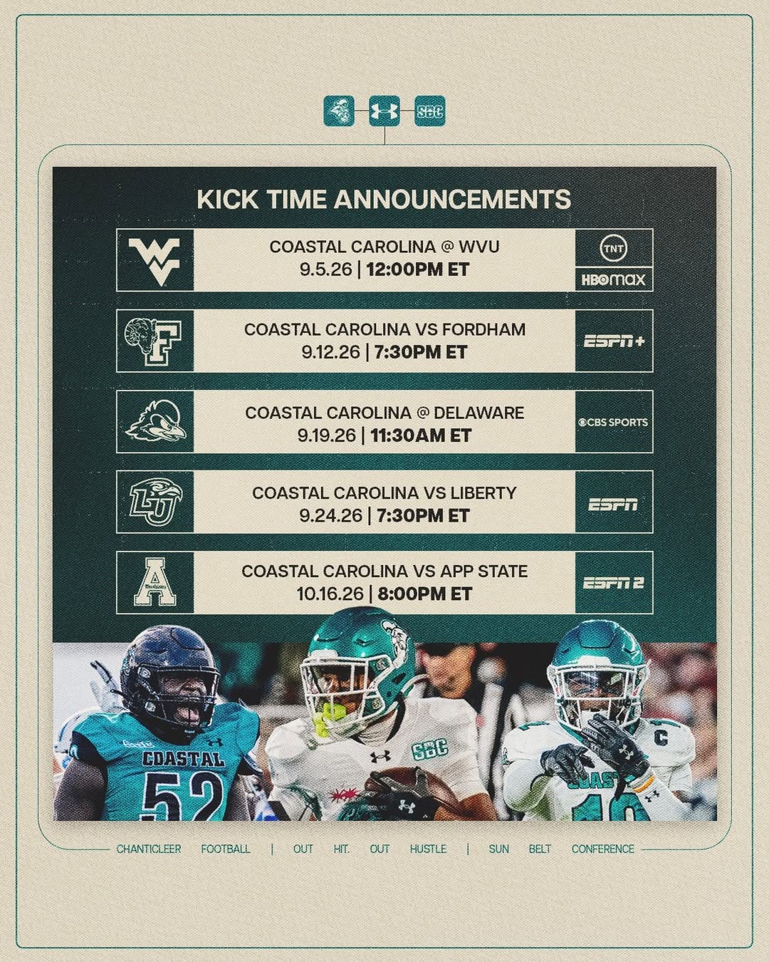 Post 4 by Coastal Carolina Athletics on Instagram (image)