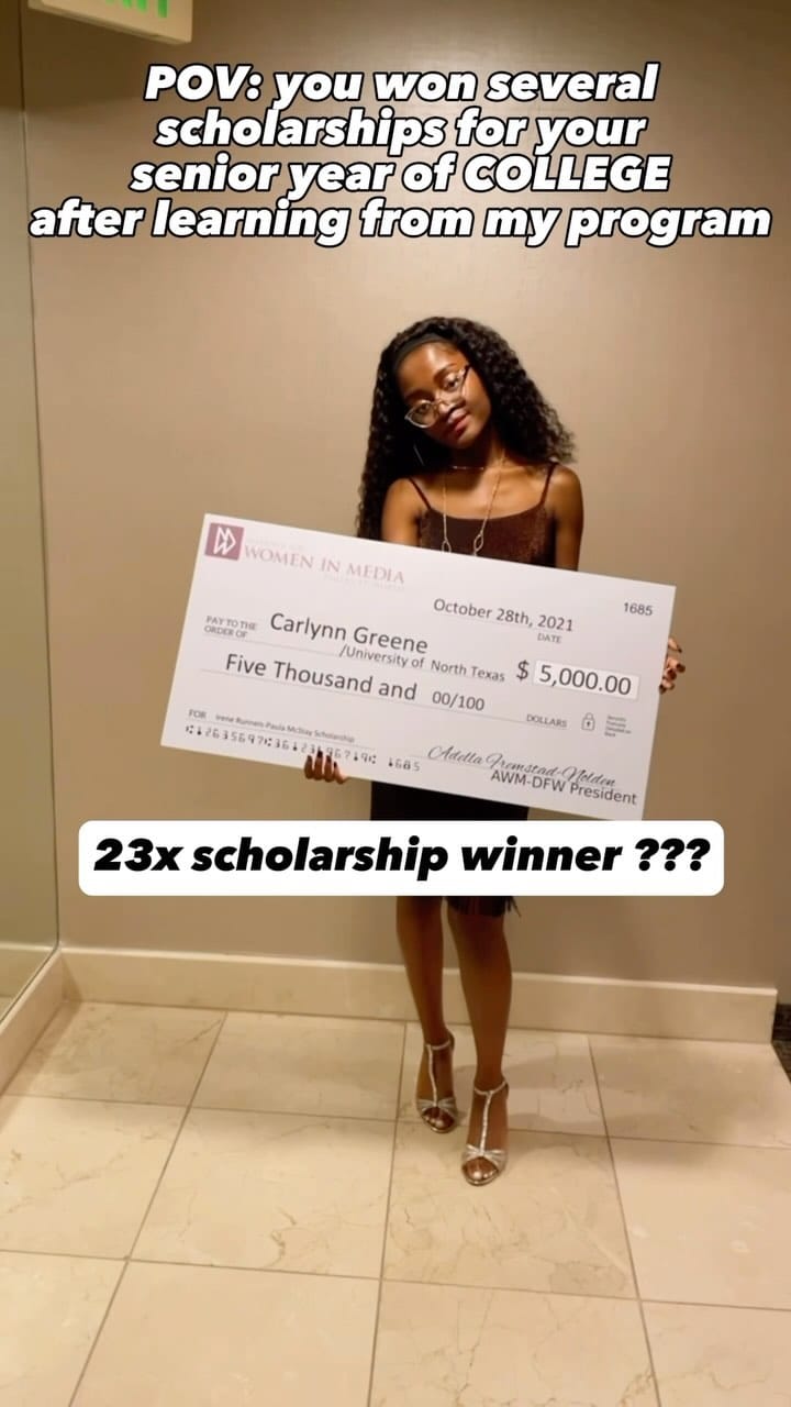 Post 9 by Carlynn Greene | Scholarship Guru | ESPdaniella on Instagram (video)